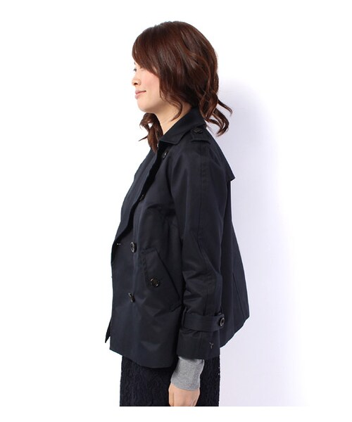 laboratory work(ラボラトリーワーク)の「9分袖ショートトレンチコート(ジャケット/アウター・レディース・ライトベージュ/ネイビー・S/M)」の4枚目の写真