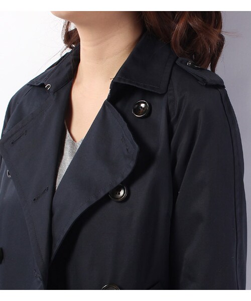 laboratory work(ラボラトリーワーク)の「9分袖ショートトレンチコート(ジャケット/アウター・レディース・ライトベージュ/ネイビー・S/M)」の5枚目の写真