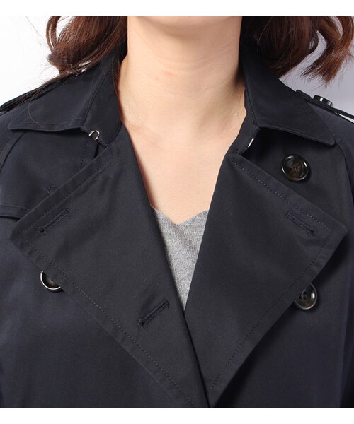 laboratory work(ラボラトリーワーク)の「9分袖ショートトレンチコート(ジャケット/アウター・レディース・ライトベージュ/ネイビー・S/M)」の6枚目の写真