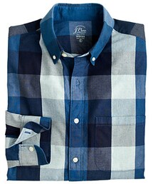 J.CREW | Tall indigo cotton shirt in end-on-end buffalo check(シャツ/ブラウス)