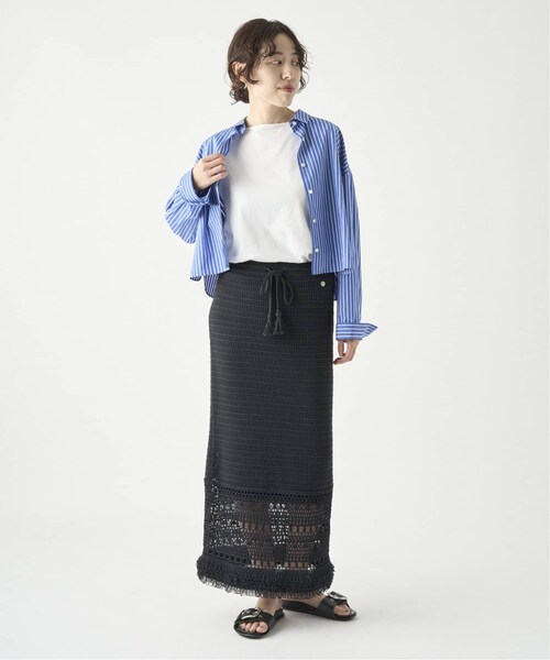 CALMER（カルメール）の「CABLES フリンジスカート（スカート・グレー/(006)/フリー/在庫あり）」の3枚目の写真