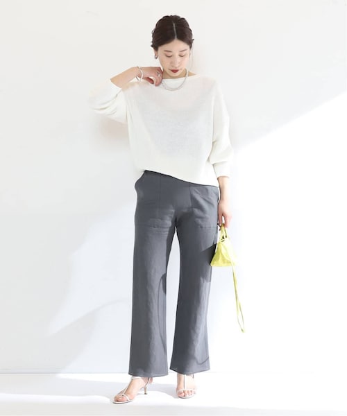 美品✨2023SS ヴェルメイユパーイエナ　ベルギーリネンパンツ　グレー VERMEIL par iena（ヴェルメイユパーイエナ）の「《追加