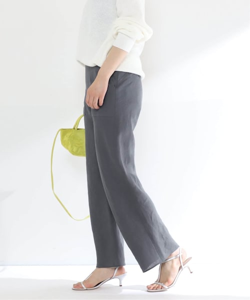 美品✨2023SS ヴェルメイユパーイエナ　ベルギーリネンパンツ　グレー VERMEIL par iena（ヴェルメイユパーイエナ）の「《追加