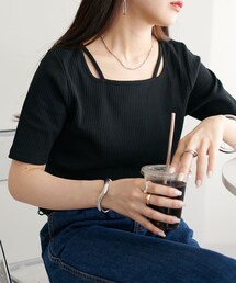 DISCOAT | 【WEB限定/前後2WAY】リブデザインストラッププルオーバー(Tシャツ/カットソー)