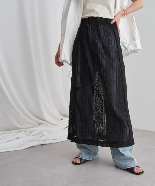 COLONY 2139（コロニートゥーワンスリーナイン）の「【2WAY】Iラインレーススカート（スカート・レディース・オフホワイト/ブラック・F）」の2枚目の写真