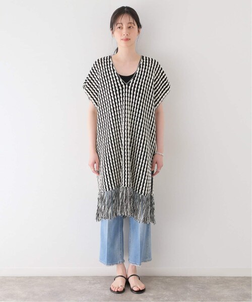 SLOBE IENA クロシェ　フリンジポンチョ　サマーニット SLOBE IENA（スローブイエナ）の「クロシェフリンジポンチョVT
