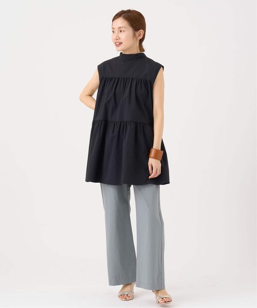 IENAポリエステルティアード2wayブラウス 