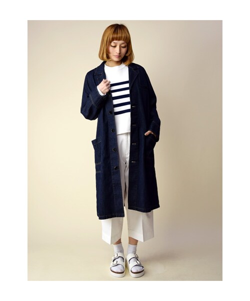 w closet（ダブルクローゼット）の「【予約】7.5ozスラブデニムショップコート（トップス・レディース・ブルー/ワンウォッシュ・FREE）」の10枚目の写真