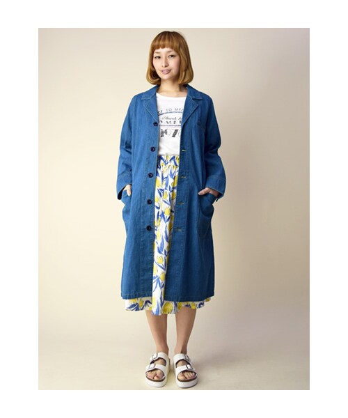 w closet（ダブルクローゼット）の「【予約】7.5ozスラブデニムショップコート（トップス・レディース・ブルー/ワンウォッシュ・FREE）」の11枚目の写真