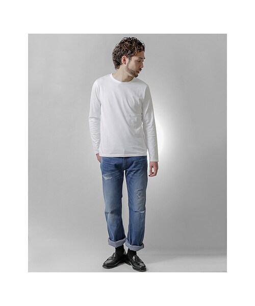 URBAN RESEARCH（アーバンリサーチ）の「SUVIN COTTON ロングスリーブ Tシャツ（トップス・メンズ・WHITE/BLACK/GRAY・S/M/L）」の5枚目の写真