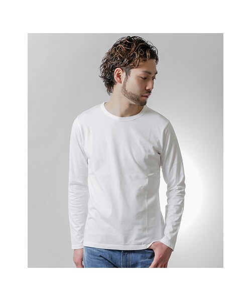URBAN RESEARCH（アーバンリサーチ）の「SUVIN COTTON ロングスリーブ Tシャツ（トップス・メンズ・WHITE/BLACK/GRAY・S/M/L）」の4枚目の写真