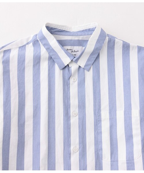 ADAM ET ROPE'（アダムエロペ）の「【先行予約】ホワイトコーティングストライプシャツ（ブラウス/シャツ・メンズ・グレー/ネイビー・M/L）」の12枚目の写真