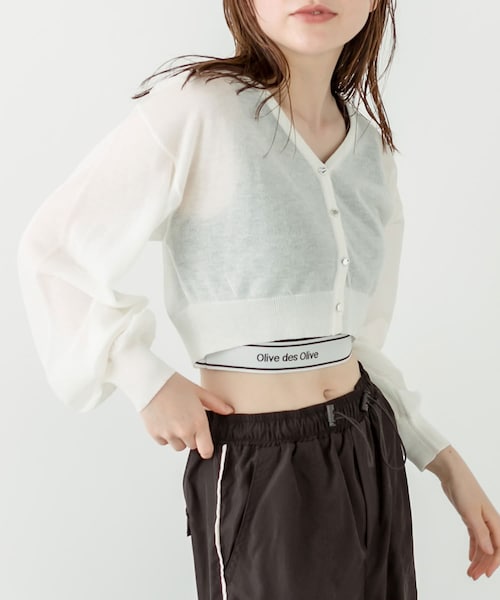 OLIVE des OLIVE（オリーブデオリーブ）の「ハートkiraカーディガン（カーディガン/ボレロ・レディース・オフホワイト/ラベンダー/パープル系その他/ブラック・FREE）」の3枚目の写真