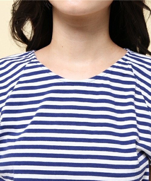 Johnbull Private labo（ジョンブルプライベートラボ）の「ボーダーフレアTシャツ（Tシャツ/カットソー・レディース・ブラック系その他/ブルー系その他・FREE）」の7枚目の写真