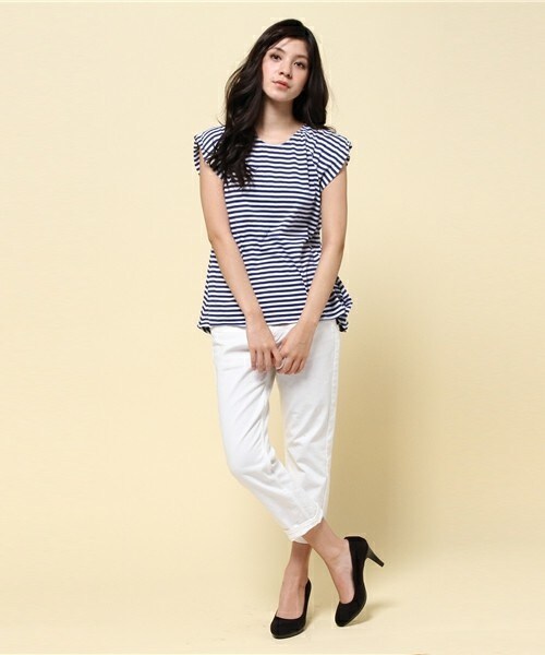 Johnbull Private labo（ジョンブルプライベートラボ）の「ボーダーフレアTシャツ（Tシャツ/カットソー・レディース・ブラック系その他/ブルー系その他・FREE）」の6枚目の写真