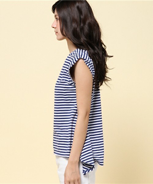 Johnbull Private labo（ジョンブルプライベートラボ）の「ボーダーフレアTシャツ（Tシャツ/カットソー・レディース・ブラック系その他/ブルー系その他・FREE）」の4枚目の写真