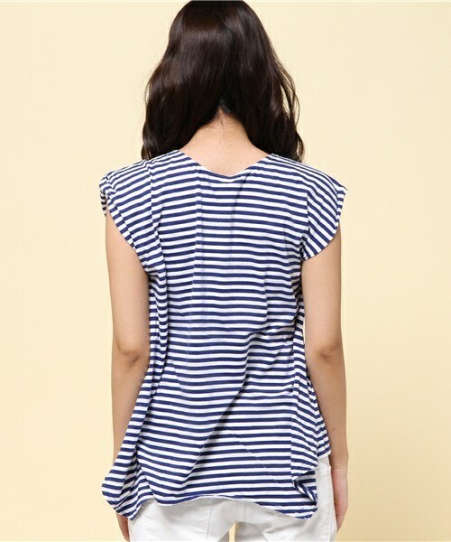 Johnbull Private labo（ジョンブルプライベートラボ）の「ボーダーフレアTシャツ（Tシャツ/カットソー・レディース・ブラック系その他/ブルー系その他・FREE）」の5枚目の写真