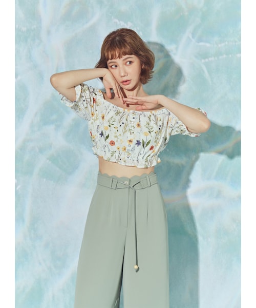 Marjorie（マージョリー）の「永恆的篇章，波浪造型垂墜感木珠寬褲（パンツ・レディース・杏/綠・XS/S/M）」の14枚目の写真