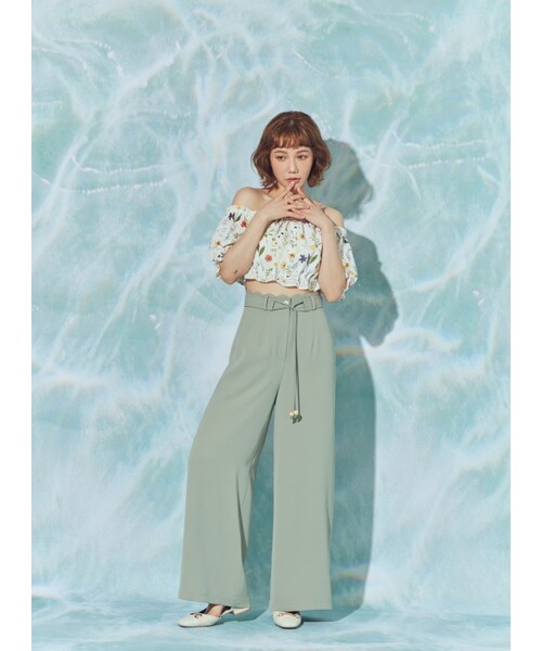 Marjorie（マージョリー）の「永恆的篇章，波浪造型垂墜感木珠寬褲（パンツ・レディース・杏/綠・XS/S/M）」の11枚目の写真