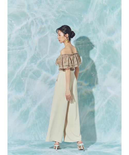 Marjorie（マージョリー）の「永恆的篇章，波浪造型垂墜感木珠寬褲（パンツ・レディース・杏/綠・XS/S/M）」の6枚目の写真