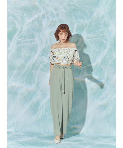 Marjorie（マージョリー）の「永恆的篇章，波浪造型垂墜感木珠寬褲（パンツ・レディース・杏/綠・XS/S/M）」の15枚目の写真