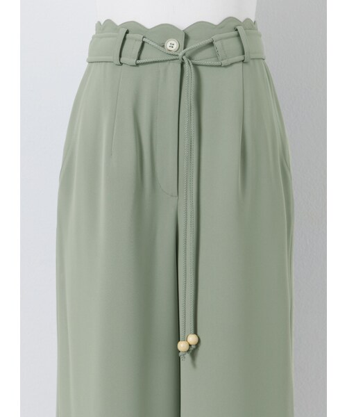 Marjorie（マージョリー）の「永恆的篇章，波浪造型垂墜感木珠寬褲（パンツ・レディース・杏/綠・XS/S/M）」の9枚目の写真