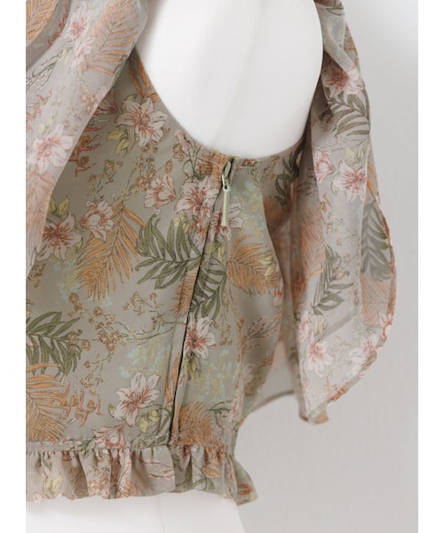 Marjorie（マージョリー）の「絢麗迷宮，荷葉層次印花平口上衣（トップス・レディース・印花・S/M）」の10枚目の写真