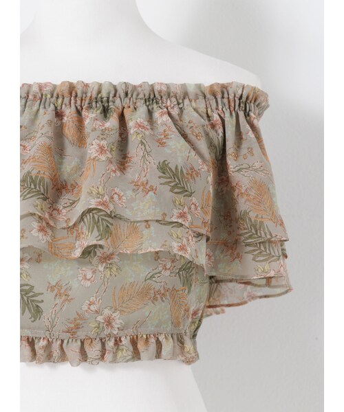 Marjorie（マージョリー）の「絢麗迷宮，荷葉層次印花平口上衣（トップス・レディース・印花・S/M）」の9枚目の写真