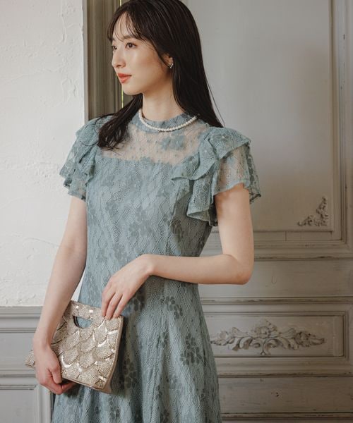 アンデミュウ　フリルスリーブレースドレス Andemiu（アンデミュウ）の「フリルスリーブレースドレス（）」 - WEAR