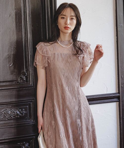 アンデミュウ　フリルスリーブレースドレス Andemiu（アンデミュウ）の「フリルスリーブレースドレス（）」 - WEAR