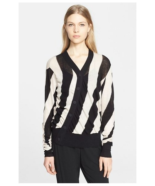 ann demeulemeester ボーダーアシンメトリーカーディガン Ann DEMEULEMEESTER（アンドゥムルメステール）の「Ann Demeulemeester