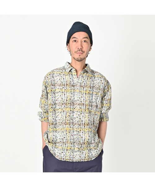 45R インドリネンの908ボタンダウンプルシャツ 1 リネン マドラスチェック