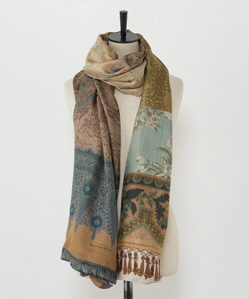 BEARDSLEY（ビアズリー）の「《Pierre-Louis Mascia》ストール（ファッション雑貨・レディース・ブラウン/ピンク/グリーン/ベージュ・FREE）」の3枚目の写真