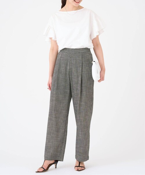 【美品】IENA カラミVネックブラウス　 イージータックパンツ　セットアップ IENA（イエナ）の「《予約》カラミイージータックパンツ
