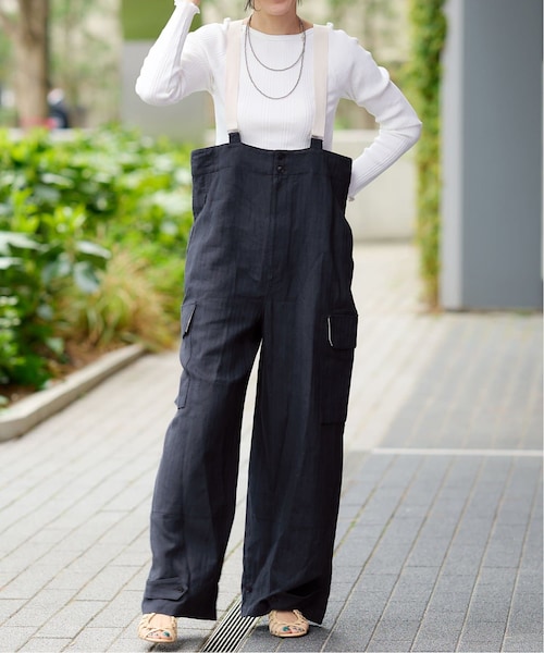 IENA  LA BOUCLE ヘリンボン サスペンダーパンツ IENA LA BOUCLE（イエナラブークル）の「IENA LA BOUCLE リネン