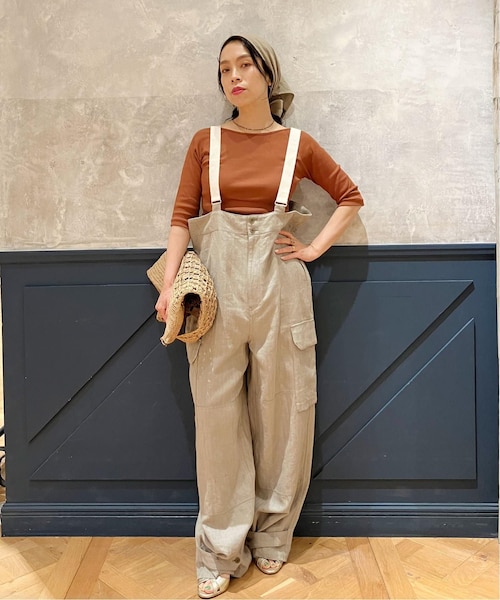 IENA LA BOUCLE リネンへリンボン サスペンダーパンツ2 IENA（イエナ）の「IENA LA BOUCLE リネンコットンヘリンボン
