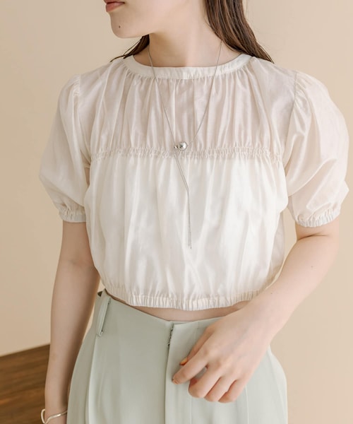 mystic（ミスティック）の「[mline]切り替えギャザートップス（トップス・レディース・アイボリー/ピンク/ブラック・F）」の3枚目の写真