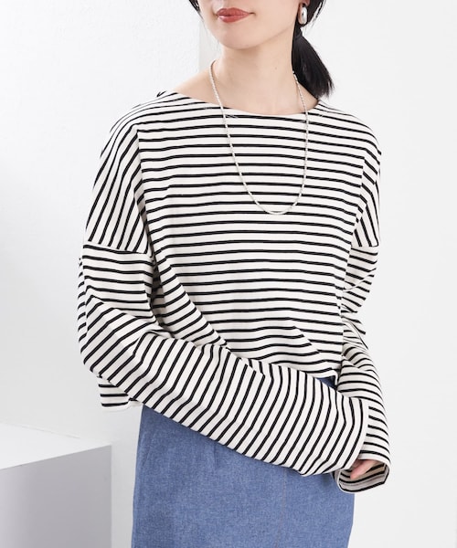 ➀【SHENERY／シーナリー】クロップドボーダーカットソー SHENERY（シーナリー）の「クロップドボーダーカットソー（T