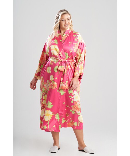 Josie Natori（ジョーシーナトリ）の「Bouquet-Printed Matte Satin Robe（その他・レディース・Pink Multi/Blue Multi・XS/S/M/L/XL/1X/2X/3X）」の3枚目の写真
