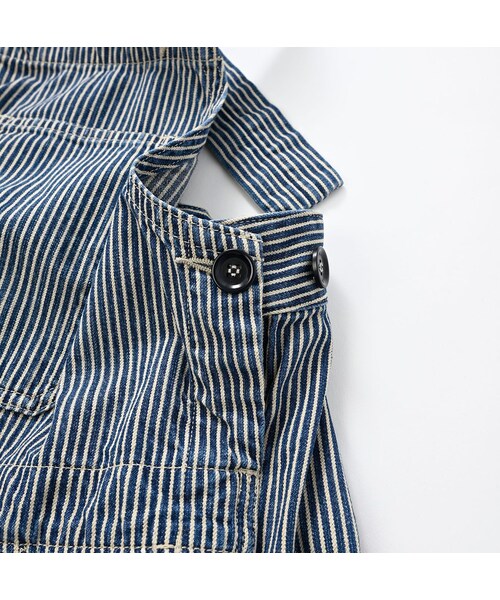 45r 小麦デニムのオーバースカート(焦) ヒッコリー ジャンパースカート