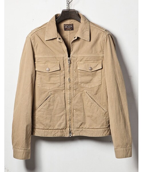 MR.OLIVE(ミスターオリーブ)の「MR.OLIVE HI STRETCH OVERDYED TWILL / ZIP UP G-JACKET(ジャケット/アウター・メンズ・ホワイト/ターコイズ/ベージュ・S/M/L)」の4枚目の写真