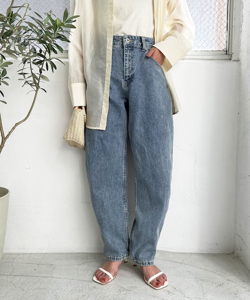 DISCOAT（ディスコート）の「USコットンデニムカーブパンツ（デニムパンツ・レディース・サックスブルー/ブラック・S/M）」の2枚目の写真