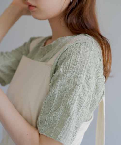 Kastane(カスタネ)の「シャギーTee(Tシャツ/カットソー・レディース・アイボリー/グリーン/サックスブルー・F)」の2枚目の写真