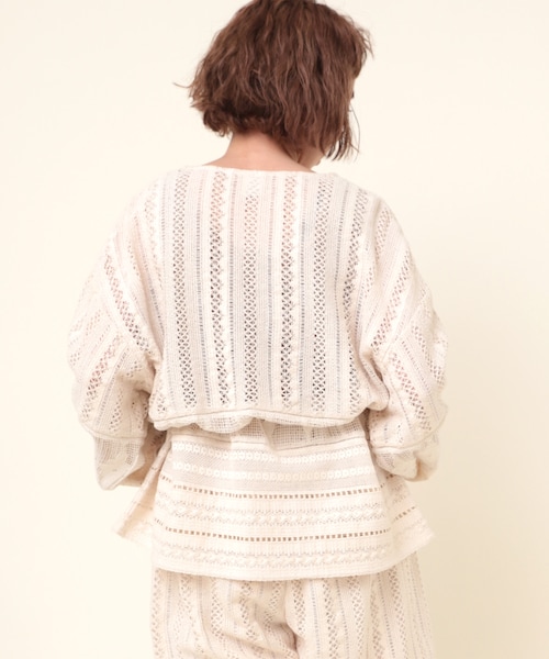 【新品】RNA- N★ B2767 パッチワークメッシュレースジャケット RNA-N（アールエヌエーエヌ）の「早トク10倍【6月下旬納期