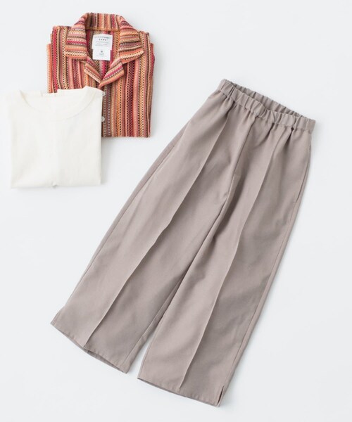 CIAOPANIC TYPY(チャオパニックティピー)の「【KIDS】テックリネンセンターシームサイドスリットワイドスラックス(スラックス・キッズ・グレージュ/ブルー・S/L/M/XL/XXL)」の1枚目の写真