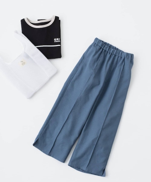 CIAOPANIC TYPY(チャオパニックティピー)の「【KIDS】テックリネンセンターシームサイドスリットワイドスラックス(スラックス・キッズ・グレージュ/ブルー・S/L/M/XL/XXL)」の2枚目の写真