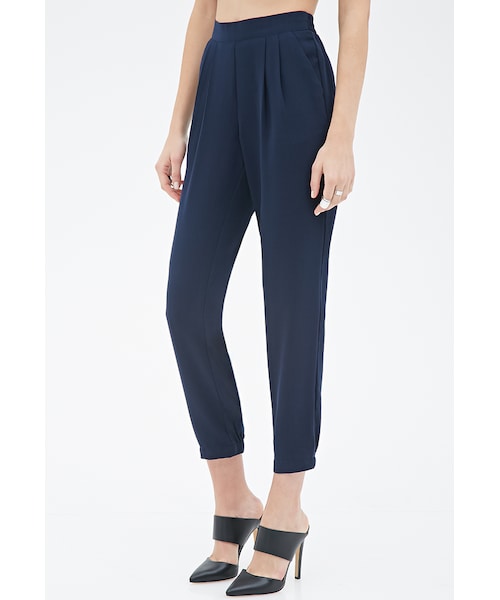 FOREVER 21（フォーエバー トゥエンティーワン）の「プリーツ入りウーブントラウザー（パンツ・レディース・NAVY・X-Small/Small/Medium/Large）」の2枚目の写真