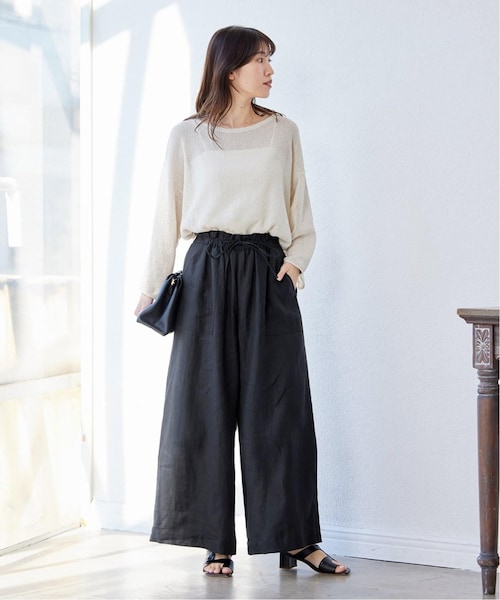 新品　ジャーナルスタンダード　ゼフィールリネンギャザーパンツ　ブラック　38 JOURNAL STANDARD（ジャーナルスタンダード）の