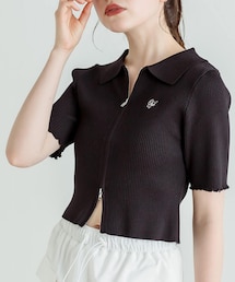 OLIVE des OLIVE | ダブルジップリブ衿トップス(Tシャツ/カットソー)