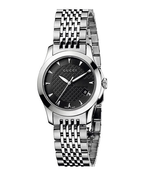 GUCCI（グッチ）の「Gucci 'G Timeless' Stainless Steel Bracelet Watch（アナログ腕時計・レディース・Silver/ Black）」の2枚目の写真